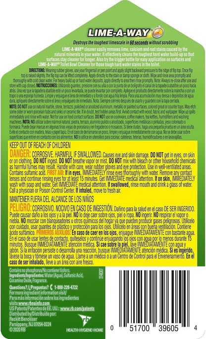Lime-A-Way Hard Water Stain Remover Liquid, Removes Lime, Calcium & Rust in Seconds, Bathroom Cleaner, 28 fl oz
