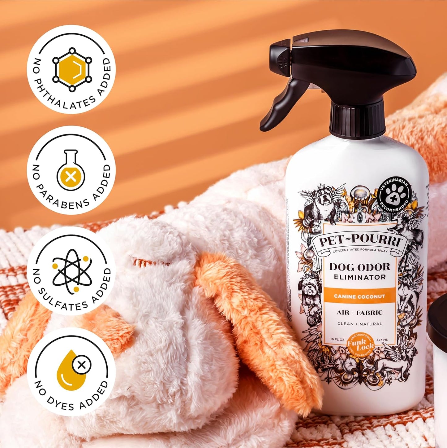 Pet-Pourri Pawsitively Fresh Pet Odor Deodorizer Spray, 16 Fl Oz, Up to 800 Uses, Air + Fabric Odor Remover with Essential Oils & Plant Based Ingredients, Vet Recommended, Pineapple, Jasmine & Pear