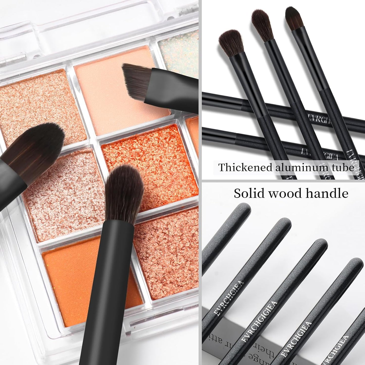 Eye Makeup Brush Set, 6 Pcs Professional Blending Eyeshadow Makeup Brushes for Concealer Eyebrows Eyeliner, Soft Hairs & Wood Handle