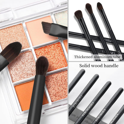 Eye Makeup Brush Set, 6 Pcs Professional Blending Eyeshadow Makeup Brushes for Concealer Eyebrows Eyeliner, Soft Hairs & Wood Handle