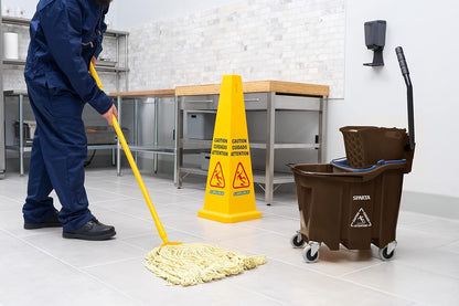 Carlisle FoodService Products Omnifit Mop Bucket with Side Press Wringer and Soiled Water Insert for Floor Cleaning, Kitchens, Restaurants, And Janitorial Use, Polypropylene (Pp), 35 Quarts, Yellow