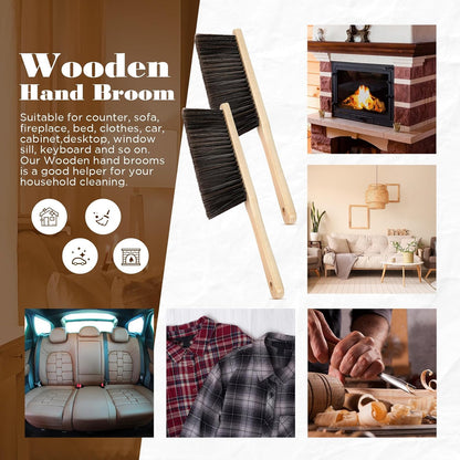 Tioncy 8 Pieces Wooden Dust Brush Bulk Hand Broom Bench Soft Bristle Cleaning Outdoor Furniture Brushes with Long Wood Handle for Cleaning Car Bed Sofa Fireplace Couch Clothes