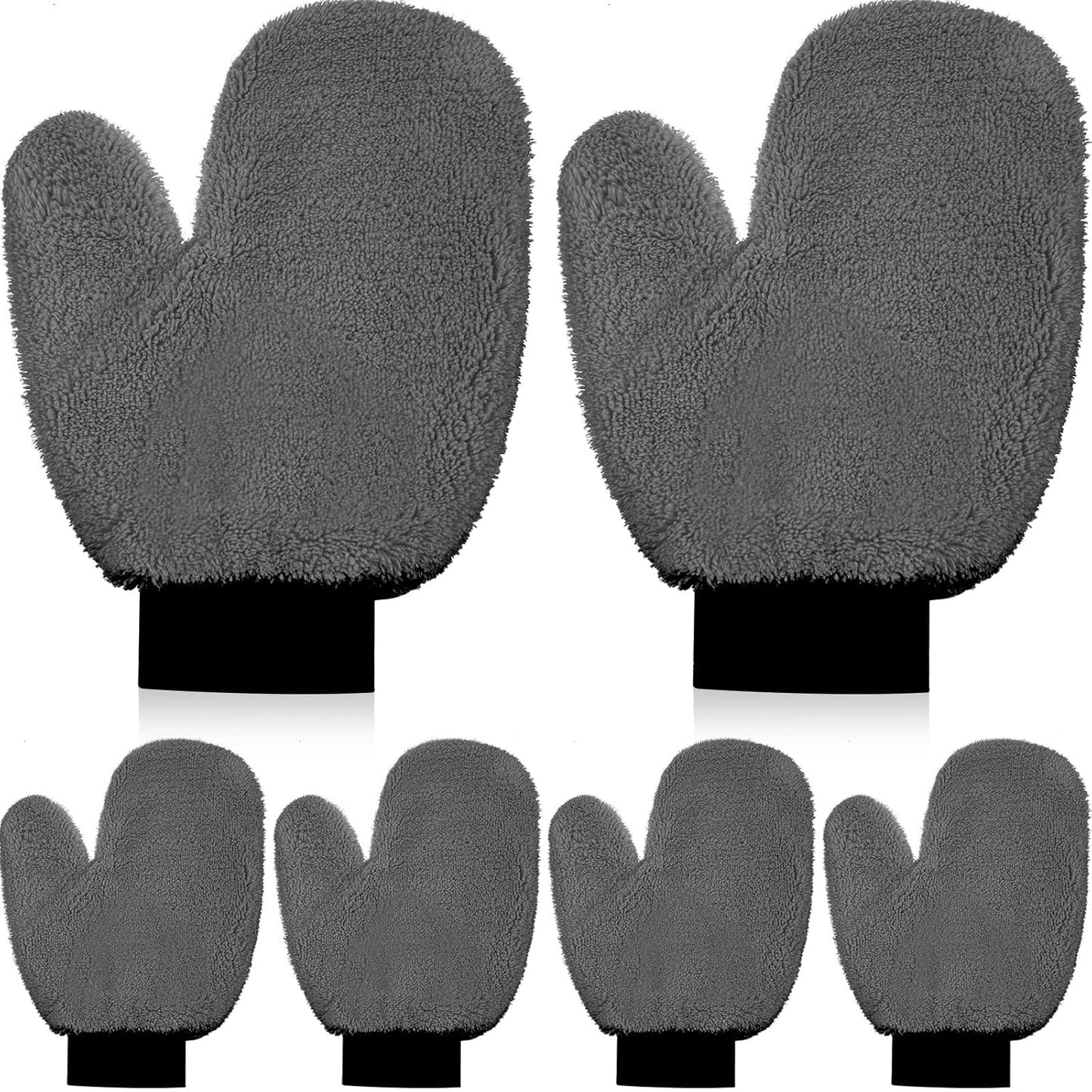 Remerry 6 Pcs Microfiber Mitts with Thumb for Cars Paint Wash Gloves Terry Weave Dusting Mitts