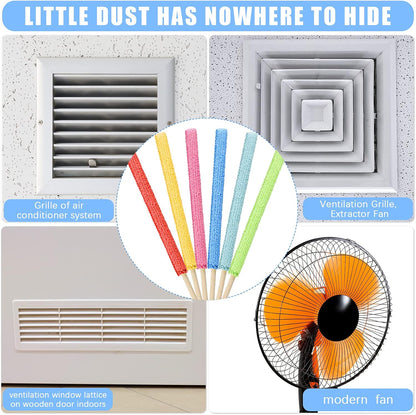 Honeydak 6 Pieces Microfiber Detail Duster Sticks Mini Duster Crevice Cleaning Tool Car Air Vent Cleaner Fan Cleaning Brush for Home Air Vent Window The Smallest Spaces