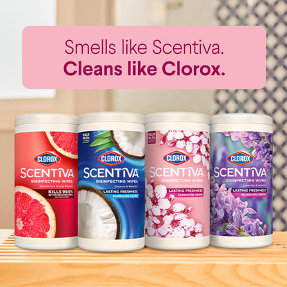 Clorox Scentiva Disinfecting Wipes, Coconut and Waterlily, Antibacterial, 75 Count