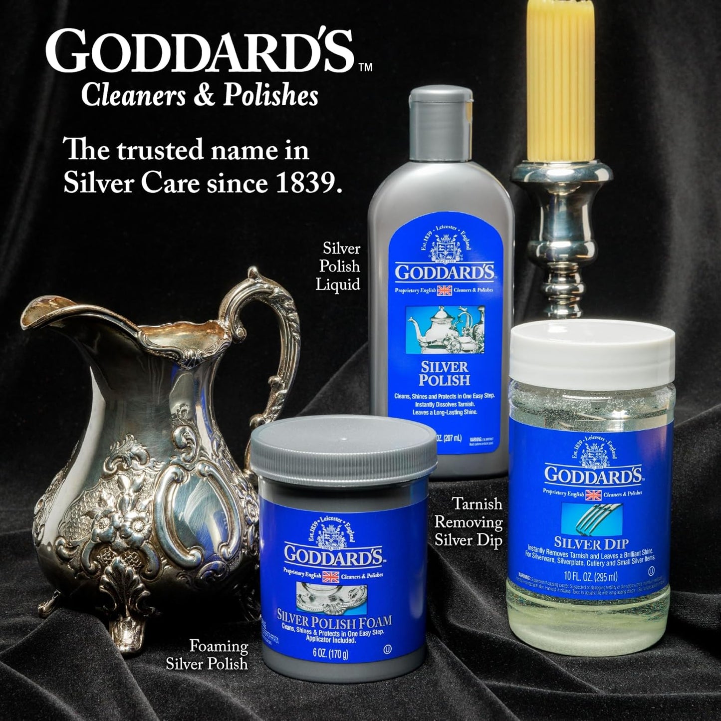 Goddard’s Silver Polish Foam – Silver Jewelry Cleaner for Antiques, Accessories, Ornaments & More – Silver Cleaner for Silverware Protection – Tarnish Remover for Jewelry w/Sponge Applicator (6 oz)