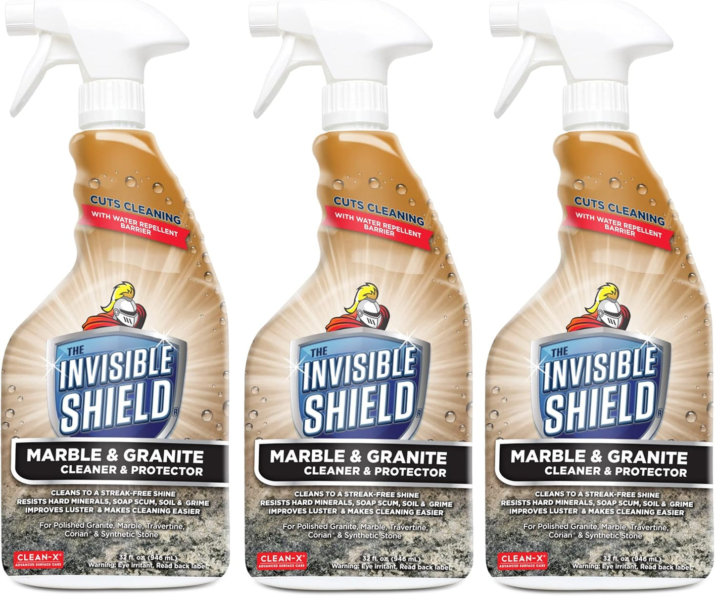 Invisible Shield Marble & Granite Cleaner & Protectant with Hydrogen Peroxide – 32 fl. oz. by UNELKO- Clean-X 2 pack