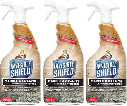 Invisible Shield Marble & Granite Cleaner & Protectant with Hydrogen Peroxide – 32 fl. oz. by UNELKO- Clean-X 2 pack