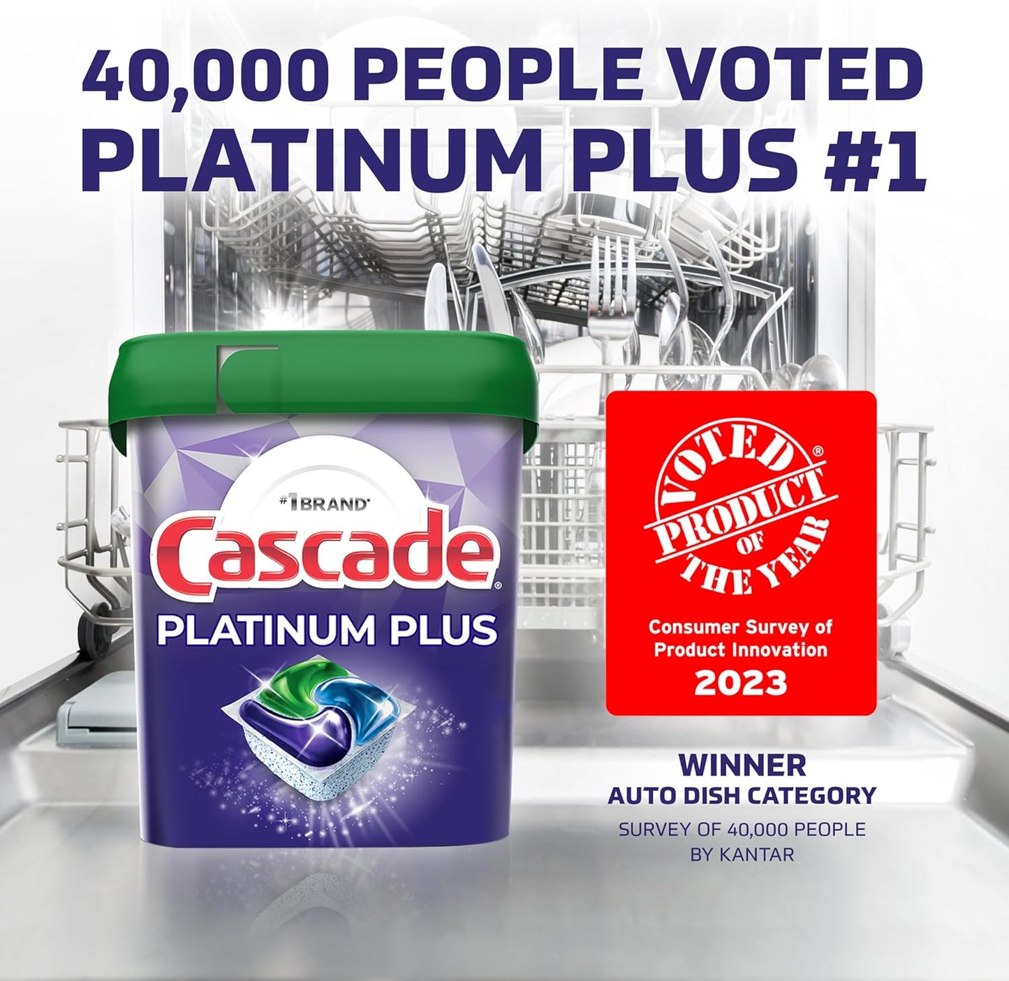 Cascade Platinum Plus ActionPacs Dishwasher Detergent Pods, Dishwasher Soap, Mountain, 52 Count