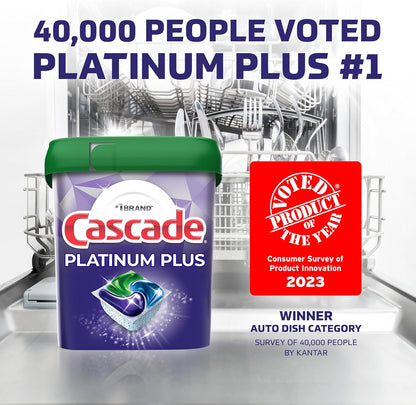 Cascade Platinum Plus ActionPacs Dishwasher Detergent Pods, Dishwasher Soap, Mountain, 52 Count