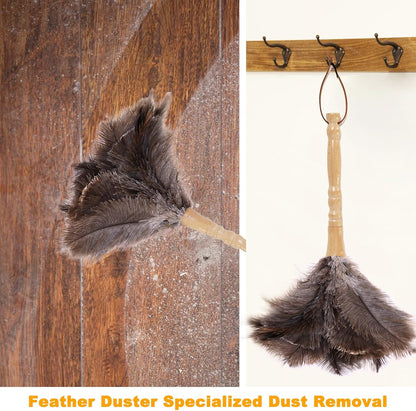 Ostrich Feather Duster, Natural Fluffy Reusable Real Eco-Friendly Genuine Soft Handheld Feather Dusters for Cleaning Supplies, Blinds, Office, Car(15 inch)