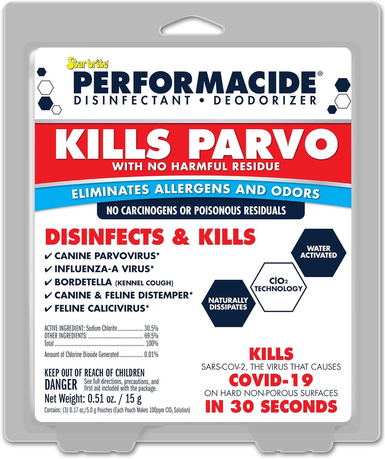 PERFORMACIDE No-Rinse Disinfectant / Deodorizer for Pet Surfaces | Kills Parvovirus, Ringworm, Feline Calicivirus, Avian Influenza (Bird Flu) Eco Friendly, Naturally Dissipates, Refillable, 32 OZ Kit