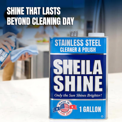 Sheila Shine 12 x 10oz Stainless Steel Cleaner and Polish With Cloth - Cleans, Polishes & Protects Kitchen Appliances, Refrigerators, Sinks, Ovens & Grills - Stainless Steel Fridge Cleaner