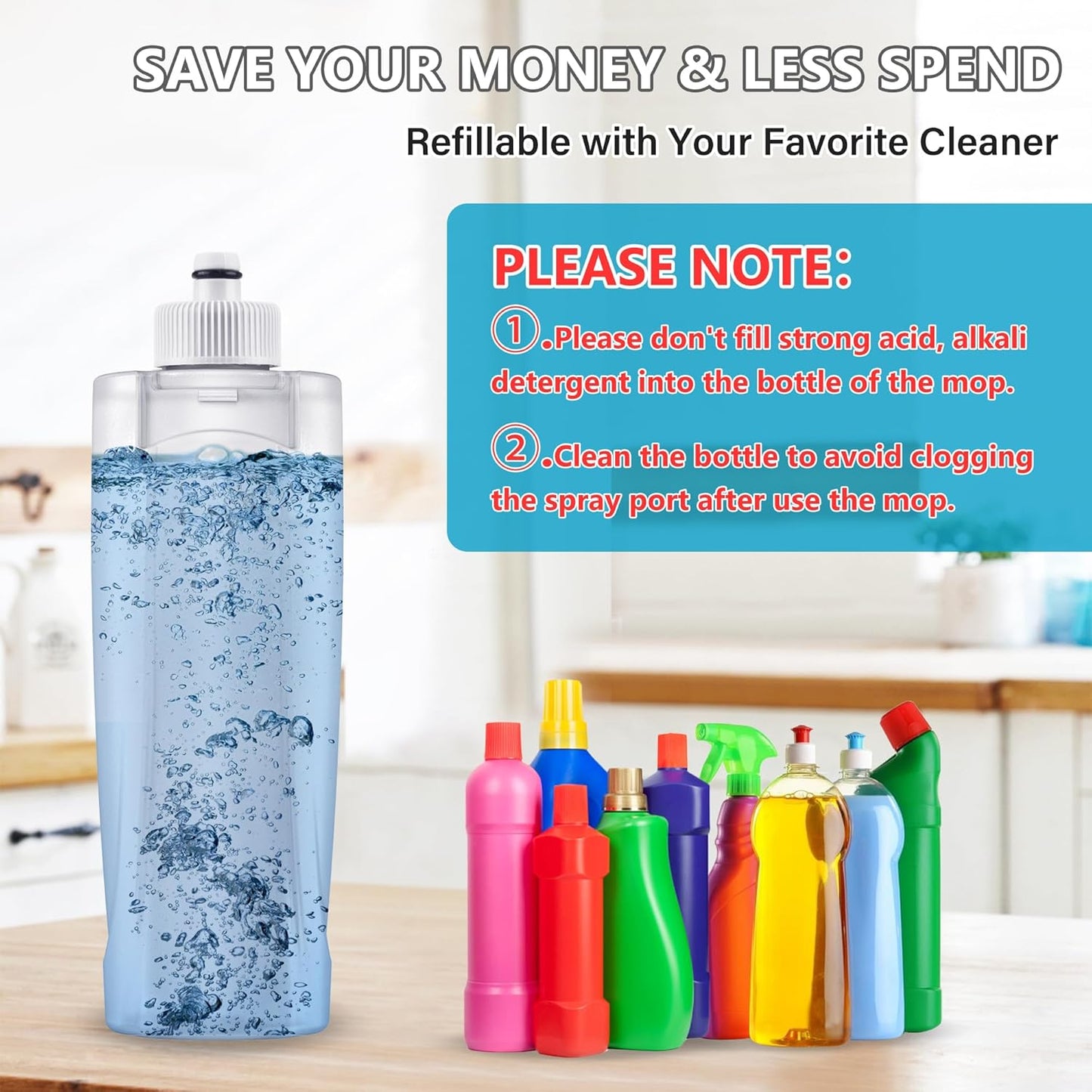 Spray Wet Mops for Hardwood Floor Cleaning: MEXERRIS Floor Mop with 5 Washable Pads for Swiffer Powermop & 2 Refillable Bottles - Home Commercial Dust Dry Mops for Wood Laminate Vinyl Tiles Ceramic
