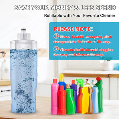 Spray Wet Mops for Hardwood Floor Cleaning: MEXERRIS Floor Mop with 5 Washable Pads for Swiffer Powermop & 2 Refillable Bottles - Home Commercial Dust Dry Mops for Wood Laminate Vinyl Tiles Ceramic