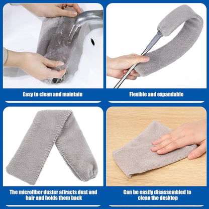 9PCS Dusters for Cleaning,Extendable Microfiber Duster with Extension Pole Up to 100'',Bendable Washable and Reusable Dusters Kit for Ceiling Fans, High Ceilings,Blinds,Furniture and Cars