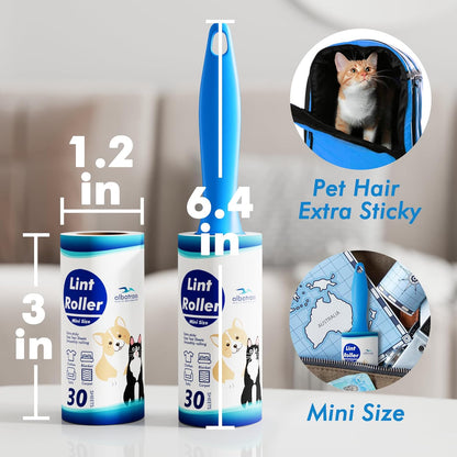 Large Lint Rollers for Carpet, 9.45'' Sticky Rollers for Floor with 360 Sheets, Extendable Long Handle Sticky Mop for Cleaning Couch, Curtains, Cars, Clothing, and Pet Hair