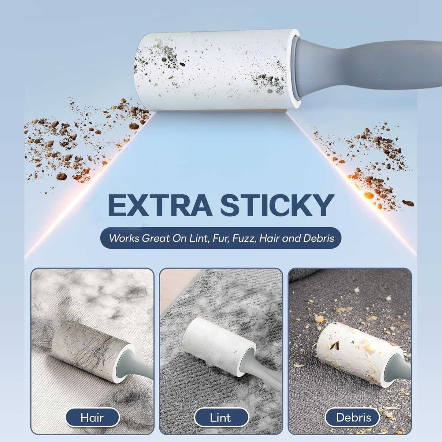 Lint Rollers for Pet Hair Extra Sticky, 600 Sheets Value Set Lint Roller with 2 Upgraded Handles, 6 Rollers Portable Pet Lint Remover for Clothes, Furniture, Carpet, Dog & Cat Hair Removal