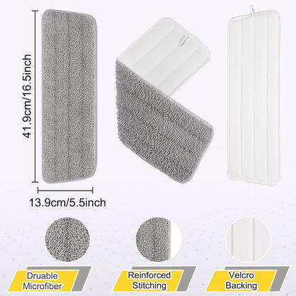 Set of 3 Microfiber Spray Mop Replacement Heads for Wet/Dry Mops Reusable Replacement Refills Fits for Bona Floor Care System (red)