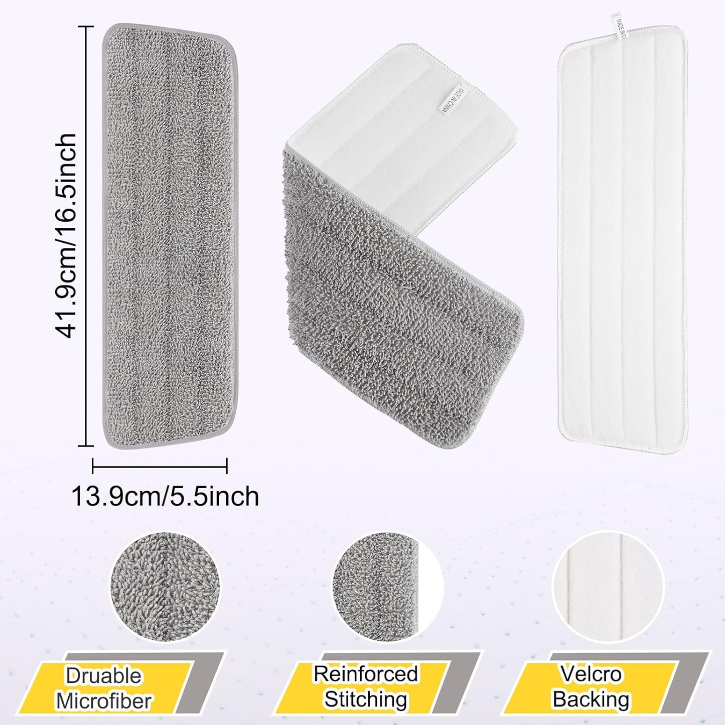 8 Pack 16.5 inch Reusable Mop Pads Microfiber Spray Mop Replacement Heads for Wet/Dry Mops Compatible with Bona Floor Care System