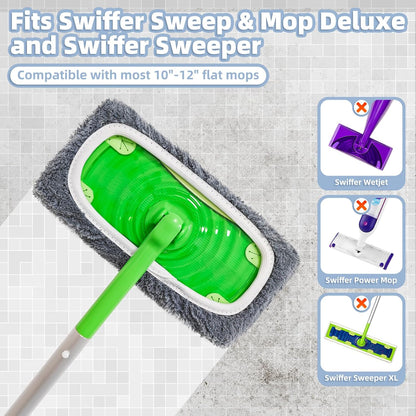 Reusable Mop Pads Compatible with Swiffer Sweeper Mop, Microfiber Dry Sweeping Cloths & Machine Washable Wet Pads Refill for Use on All Sealed Floors - Stone, Hardwood, Laminate & Tile (6 Blue)