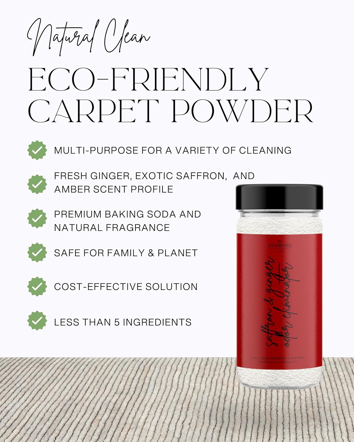 Home "Pink Cashmere" Carpet Deodorizer Powder For Vaccuuming Upholstery, Spring Cleaning, Pet Friendly– Odor Eliminator, Pet-Friendly Freshening Powder- Apple, Spices, & Vanilla