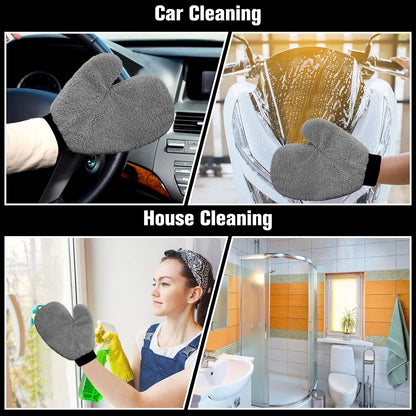Remerry 6 Pcs Microfiber Mitts with Thumb for Cars Paint Wash Gloves Terry Weave Dusting Mitts