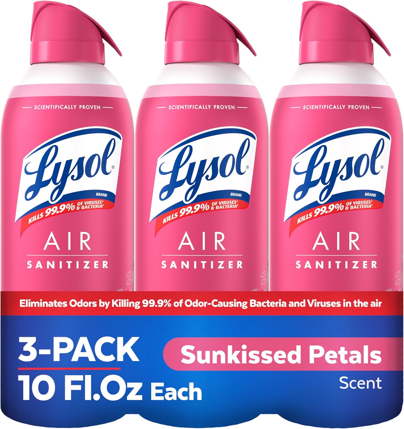 Lysol Air Sanitizer Spray with Bacterial Odor Eliminator for Home & Office, Sanitizing Air Spray, Air Freshener Alternative, Light Breeze Scent, 10 oz (Pack of 3)