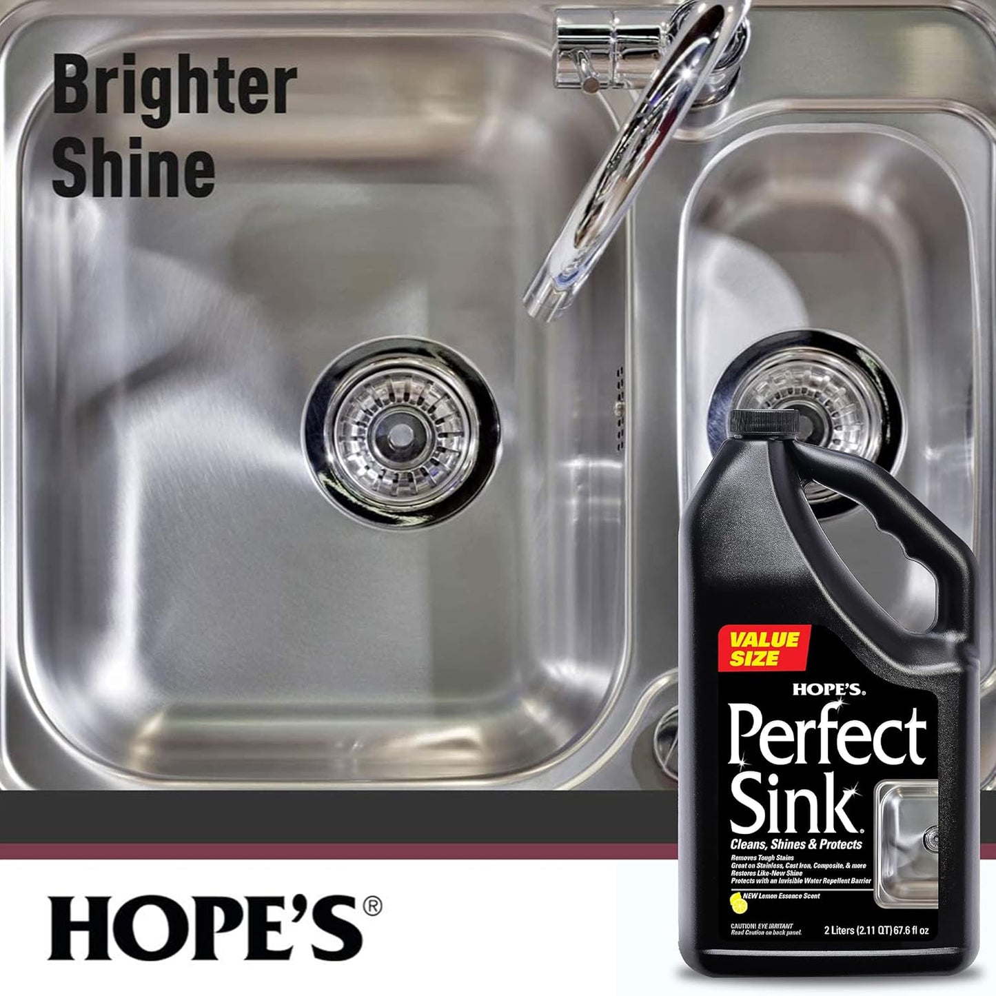 HOPE'S Perfect Sink Cleaner and Polish, Restorative, Removes Stains, Cast Iron, Corian, Composite, Acrylic, 8.5 Fl Oz