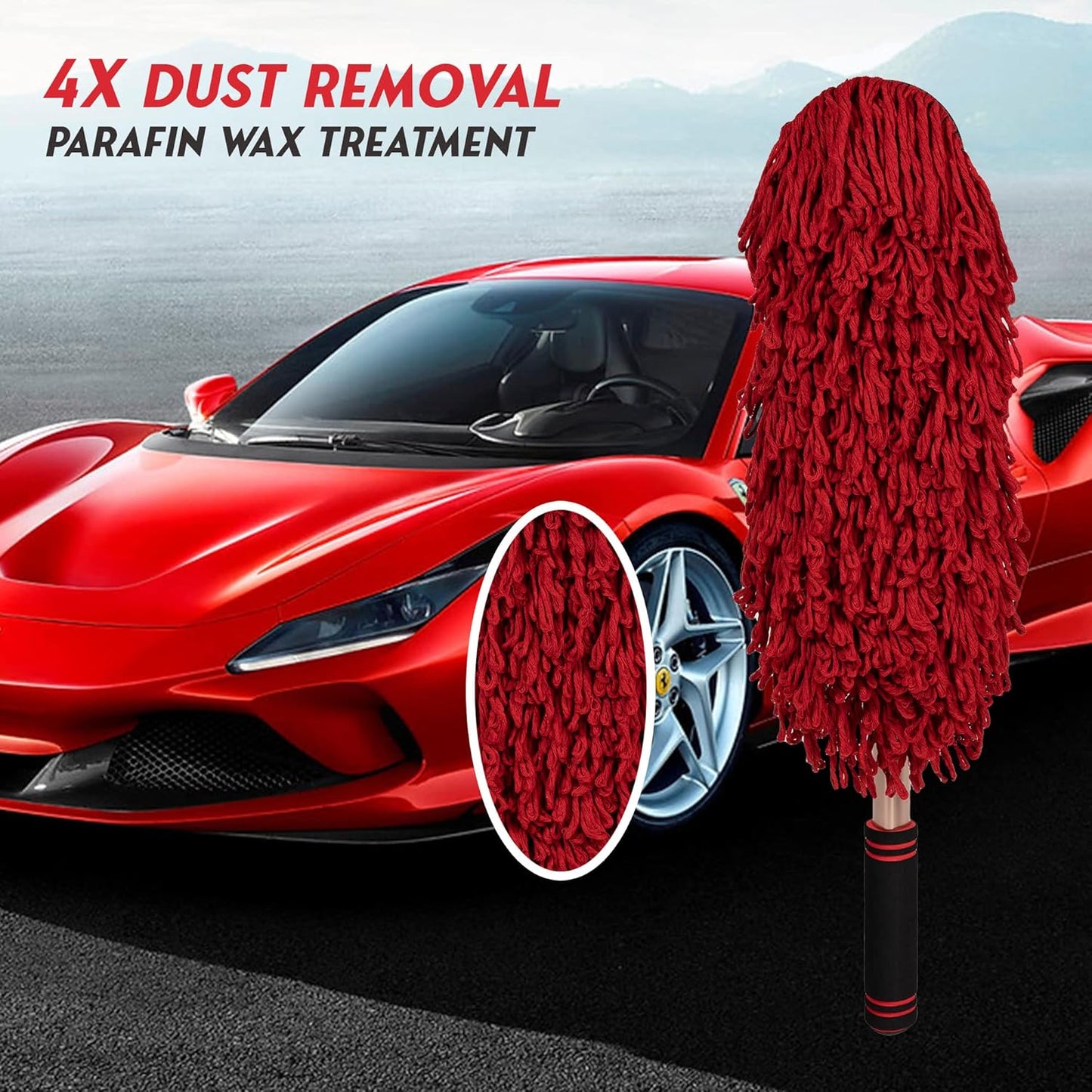 Car Duster Exterior Scratch Free,Soft Car Brush Kit for Truck,SUV,RV and Motorcycle,Wax Cotton Hair,Dusters with Extendable Handle,Duster for Cleaning,Dust Pollen Removing,No Lint