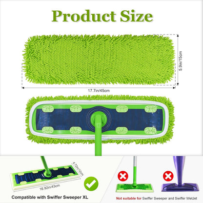 XL Mop Pads Compatible with Swiffer XL Sweeper, X-Large Dry Sweeping Cloths, XL Wet Pads Refills, Reusable Washable Microfiber Heavy Duty Wet Mopping Cloths for Hardwood Floor Cleaning, 4 Pack