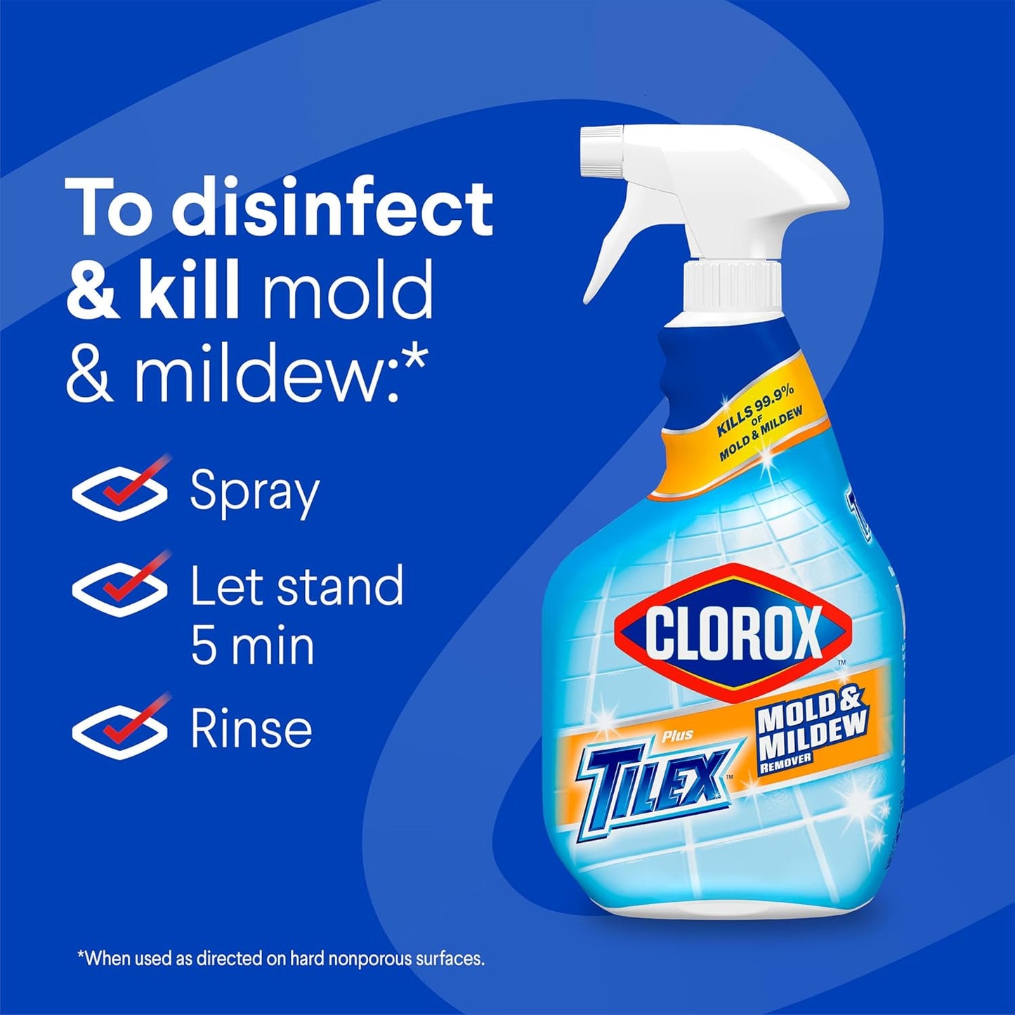 Clorox Plus Tilex Mold and Mildew Remover with Bleach, Spray Bottle, 32 Fluid Ounces, Unscented, Pack of 3