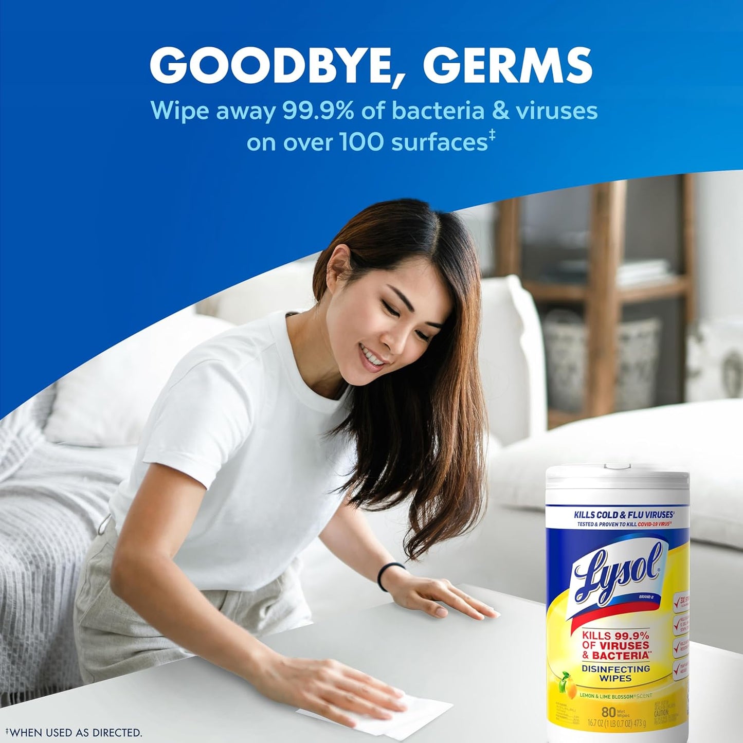 Lysol Disinfectant Wipes, Dorm Room Essentials, Multi-Surface Antibacterial Cleaning Wipes, For Disinfecting and Cleaning, Crisp Linen, 80 Count