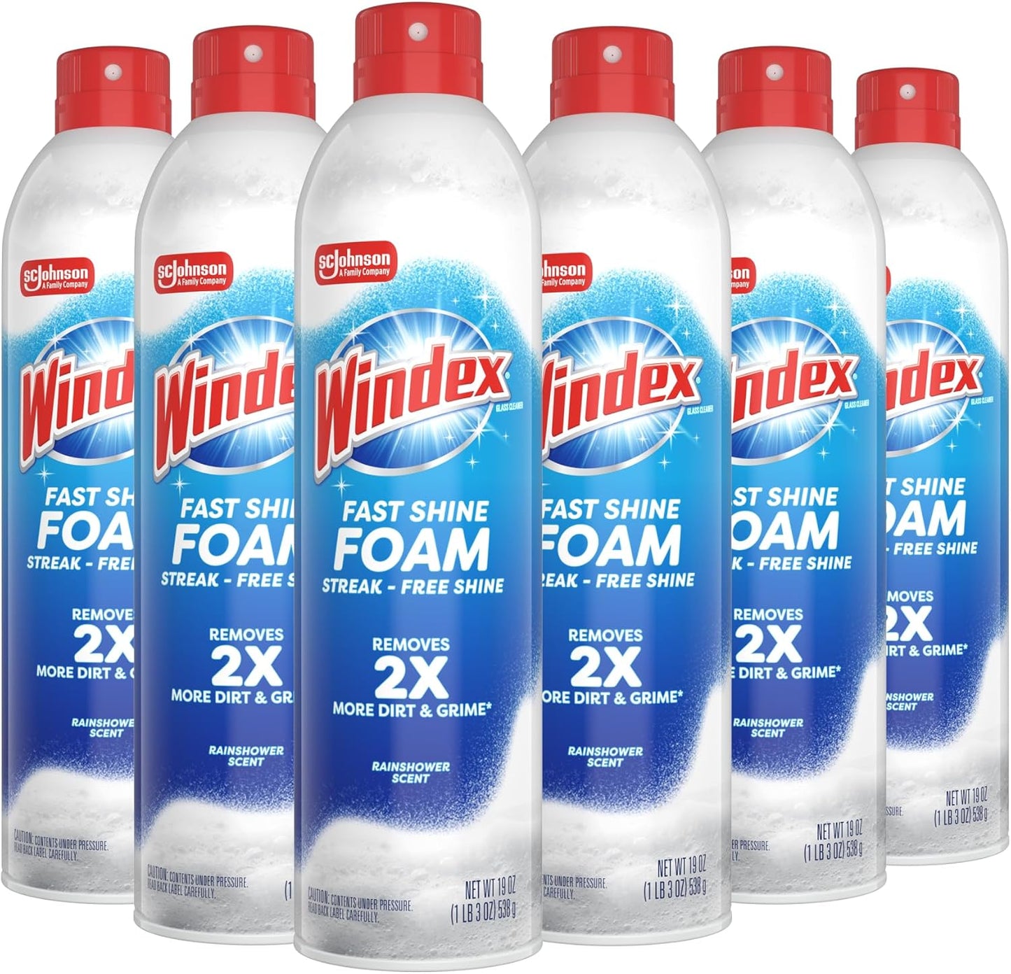 Windex Fast Shine Foam Glass Cleaner, No-Drip Windows, Doors, Mirrors & Countertops Aerosol Cleaning Spray, Streak-Free Shine, Removes Fingerprints, Dust, Dirt, Grime & More 19 oz (Pack of 1)