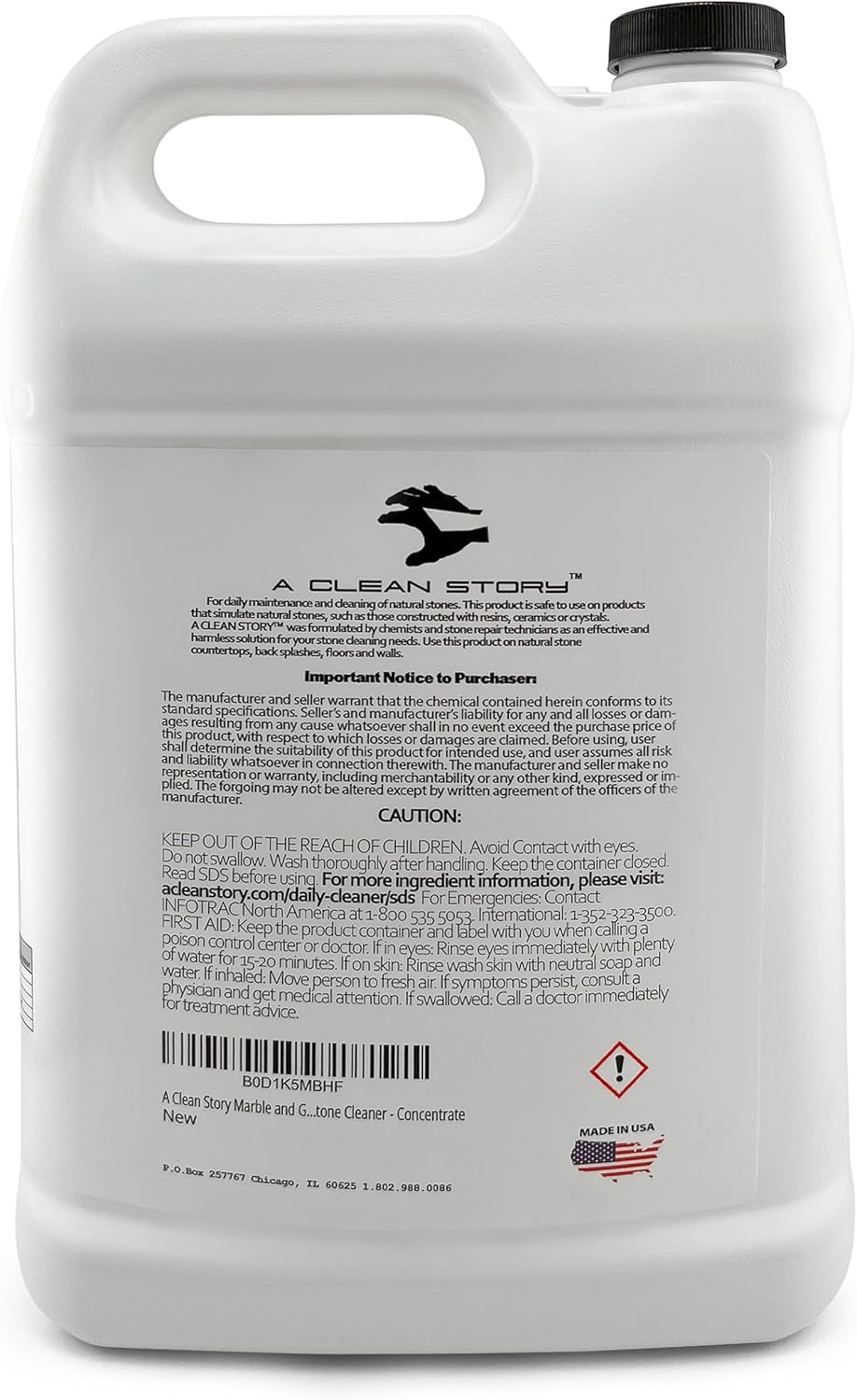 Marble and Granite Daily Stone Cleaner (Neutral Cleaner - Ph7) 1-Gallon Concentrate Formula - makes up to 32 gallons
