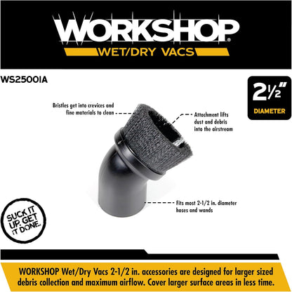 WORKSHOP Wet/Dry Vacs Shop Vacuum Accessories WS25001A Dusting Brush Attachment for Wet Dry Vacuum Cleaners, Fits 2-1/2-inch Extension Wands and Hoses