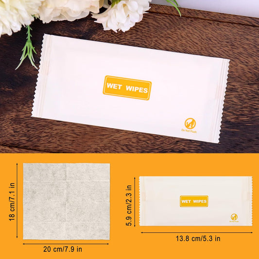 200 pcs Wet Wipes Individually Wrapped, Lemon Travel Wipes, Clean Wipe Individual Wipes Bulk for Travel with Aloe for Butt, Hands, Face Cleaning, Daily Use
