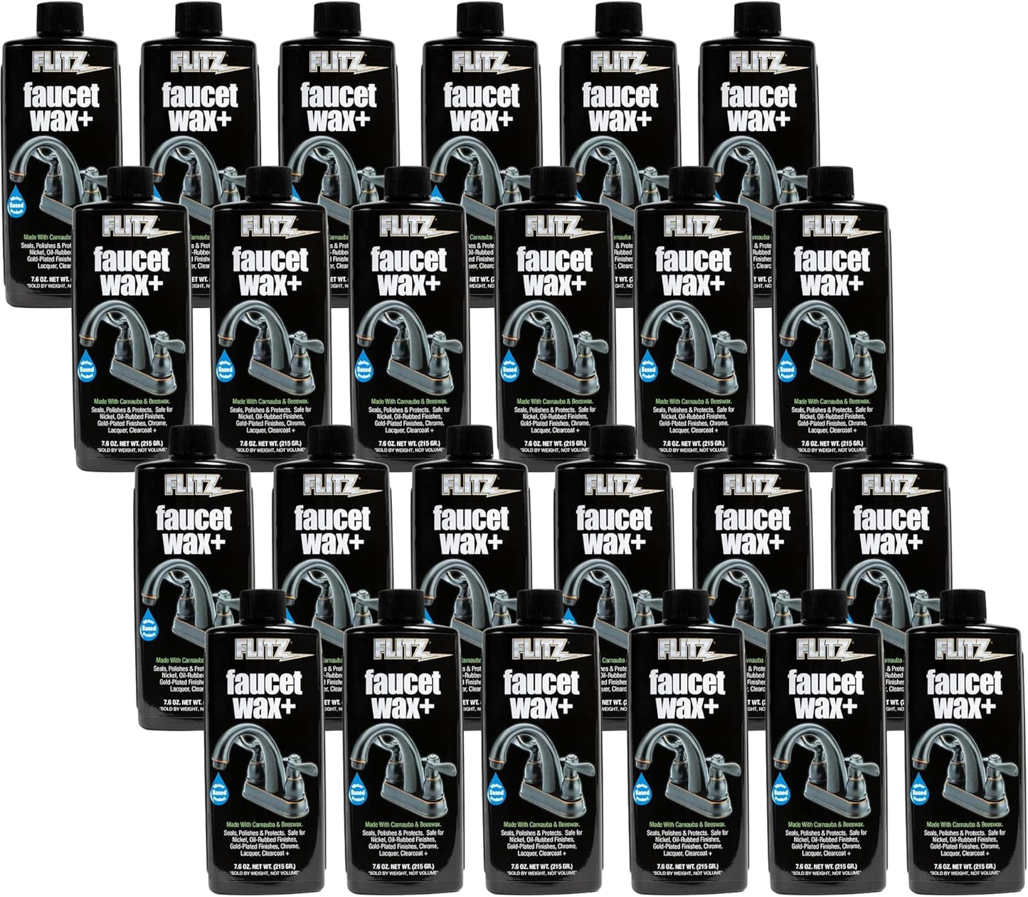 Flitz Faucet Wax Plus - 3.4oz Bottle of USA-Made, Water-Based Faucet Cleaner & Polisher for Water Stains, Fingerprints, & More - Metal Wax for Bronze, Nickel, Chrome, Brass - Granite Polish (1 Pack)