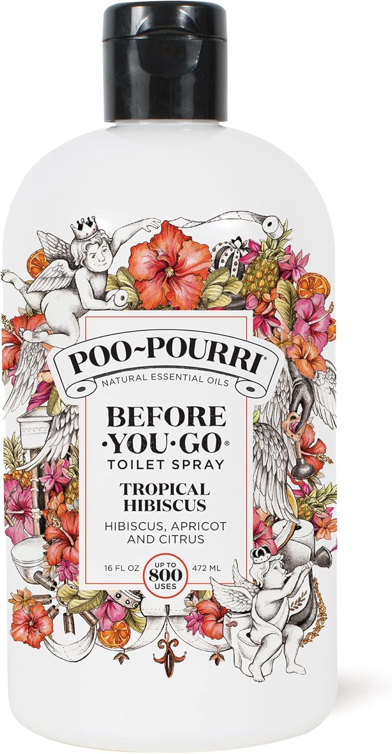Poo-Pourri Before-You-Go Pocket Toilet Spray, Travel Essentials, Tropical Hibiscus, 1 Fl Oz, Up to 50 Uses, On-The-Go Bathroom Odor Deodorizer with Essential Oils, TSA Approved Size, Hibiscus, Apricot