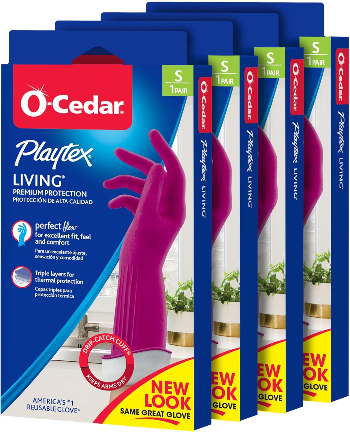 PLAYTEX Living Reuseable Rubber Cleaning Gloves (Small, 1 Pack), Premium Protection Reusable Household Gloves