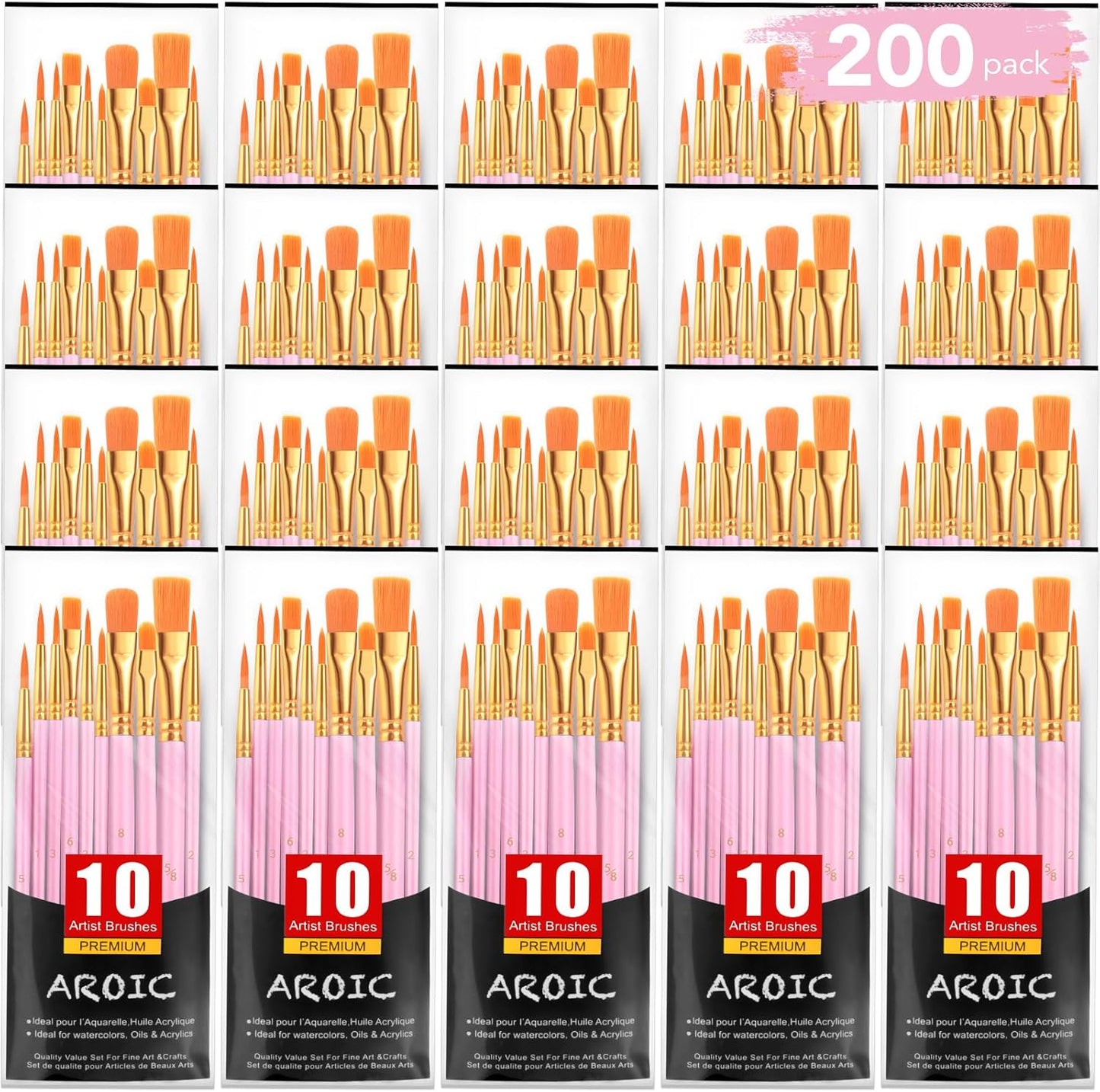 Acrylic Paint Brush Set, 1 Packs / 10 pcs Watercolor Brushes Painting Brush Nylon Hair Brushes for All Purpose Oil Watercolor Painting Artist Professional Kits.
