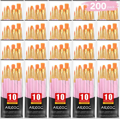 Acrylic Paint Brush Set, 1 Packs / 10 pcs Watercolor Brushes Painting Brush Nylon Hair Brushes for All Purpose Oil Watercolor Painting Artist Professional Kits.