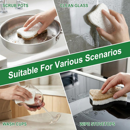 LILAC Natural Cellulose Sponges for Dishes - Ergonomic Non-Scratch Kitchen Scrub Sponges - 100% Biodegradable & Eco-Friendly Cleaning Sponges for Non-Stick Cookware, Bathroom & Household (10 Pack)