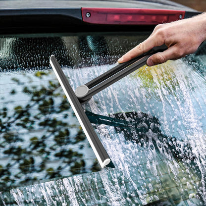 NEWE Shower Squeegee 2 Packs for Glass Doors, All-Purpose 360° Rotating Black Silicone Scraper Cleaner Tool for Tile, Walls, Mirror, Car Window, Countertop, Bathroom, 11 Inches