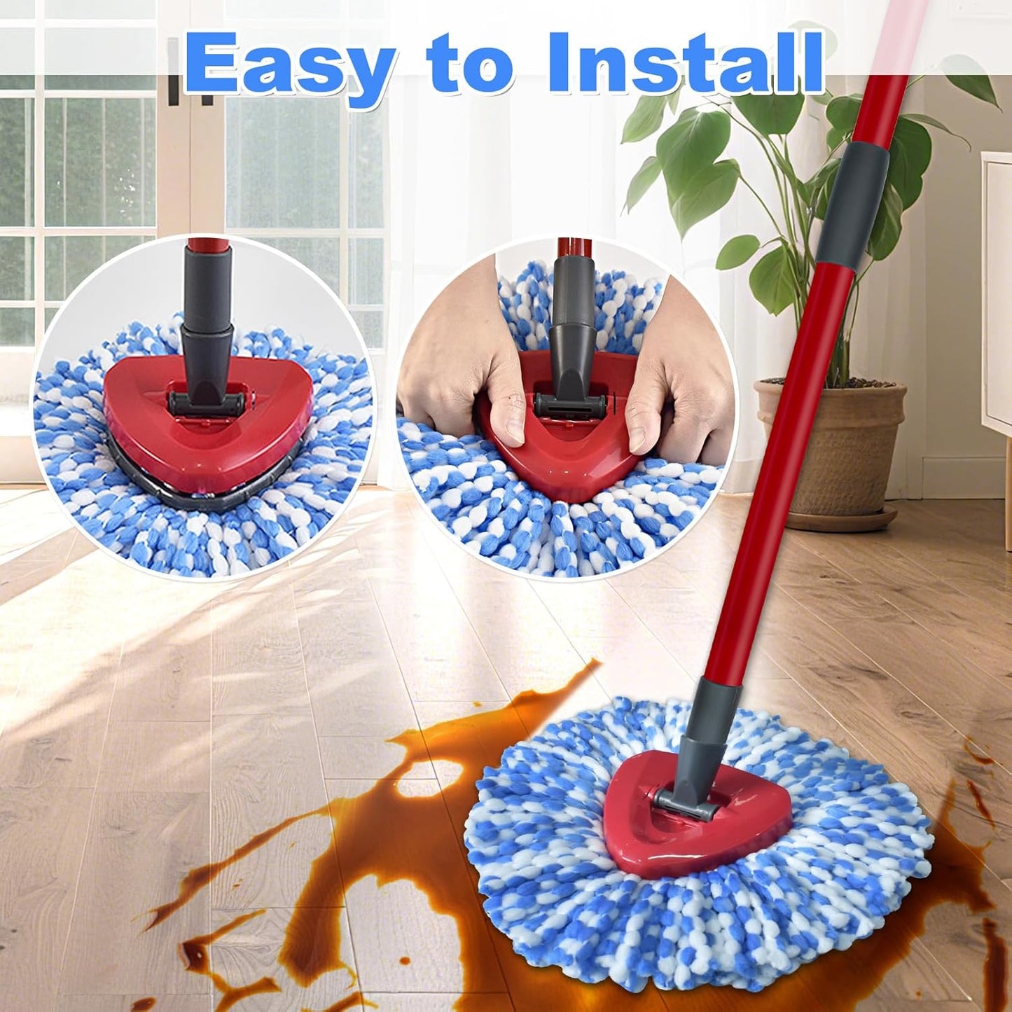 Mop Heads Replacement for Ocedar, Mop Replace Head for Ocedar EasyWring 1 Tank, Microfiber Spin Mop Refills, Include 5 Spin Mop Replacement Head Deep Cleaning Machine Washable with 2 Scrubber Mop Head