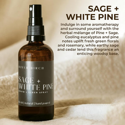 River Birch Luxury Linen and Room Spray - Home Signature Scent Balsam and Cedar Room Fragrance Spray - Fragrant Fresh Linen Air Freshener For Bedding - Handmade in Texas - 4 oz Glass Amber Bottle