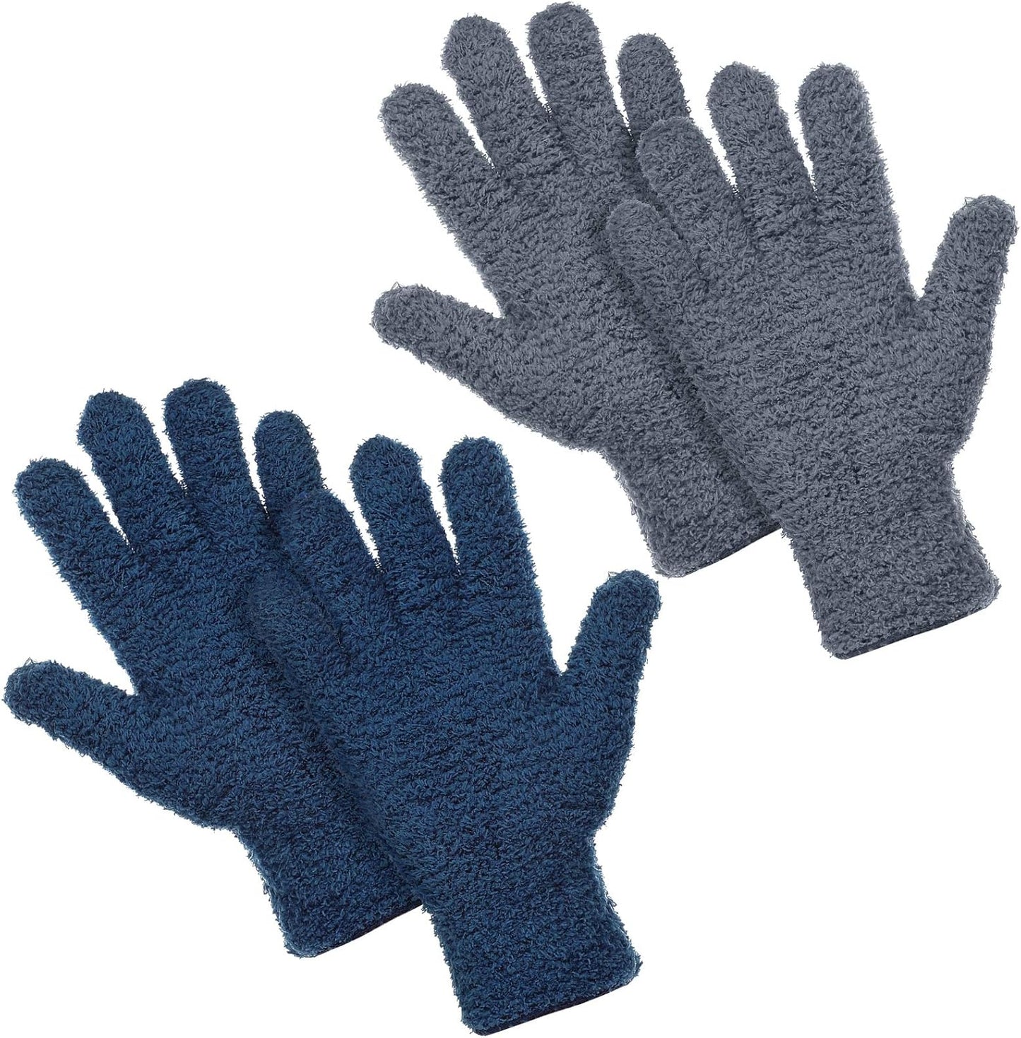 Patelai 2 Pairs Microfiber Gloves for plants Dusting Cleaning Glove Mittens House Cars Blinds Dusting(Blue, Grass Green,Large)