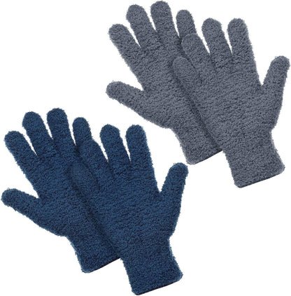 Patelai 2 Pairs Microfiber Gloves for plants Dusting Cleaning Glove Mittens House Cars Blinds Dusting(Blue, Grass Green,Large)