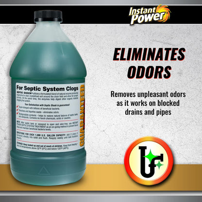 Instant Power Septic Shock - Septic Tank Treatment, Drain Cleaner Liquid Clog Remover for Septic Systems - 67.6 Fl Oz 1 Pack