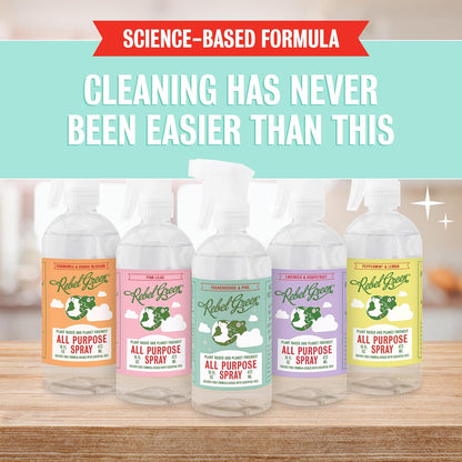 Rebel Green Natural All-Purpose Cleaning Spray - Plant-Derived Multi-Surface Cleaner with Essential Oils for Kitchen, Bath, Countertops and More - Peppermint & Lemon Scent - 16 oz - 1 Pack